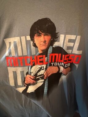 Gildan Mitchel Musso Graphic Tee - Blue with Neon Orange Print